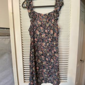 LOFT floral ruffle strap dress